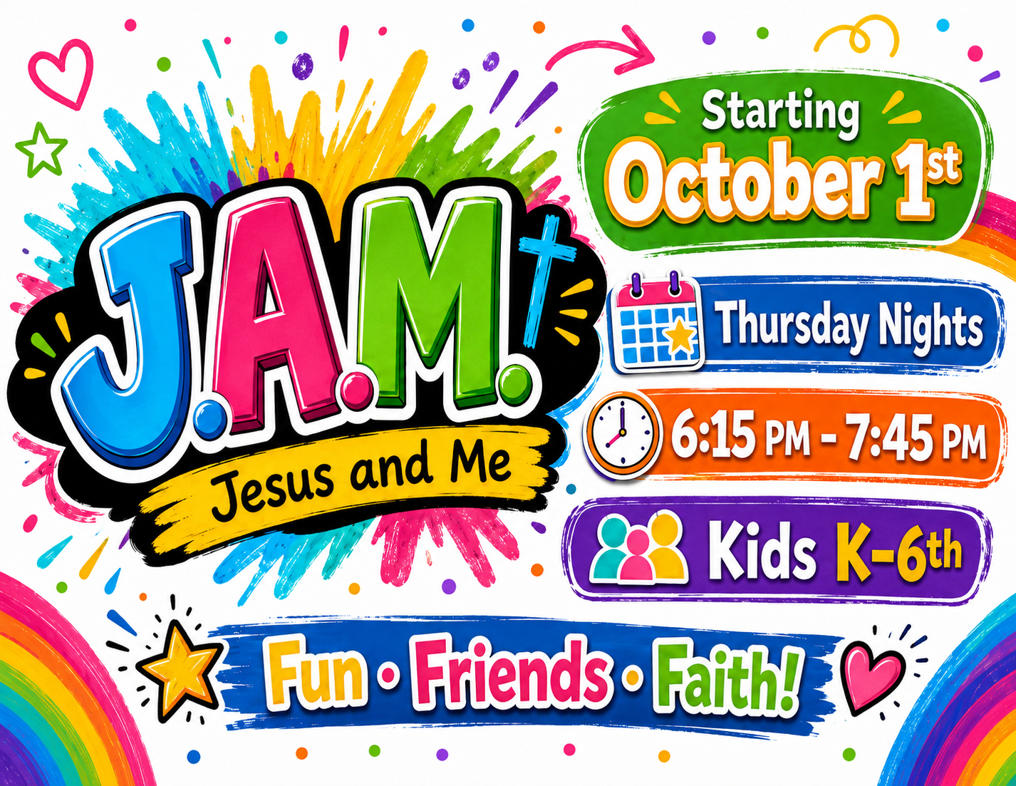 J.A.M. is starting October 1st for Kids K-6th grade
